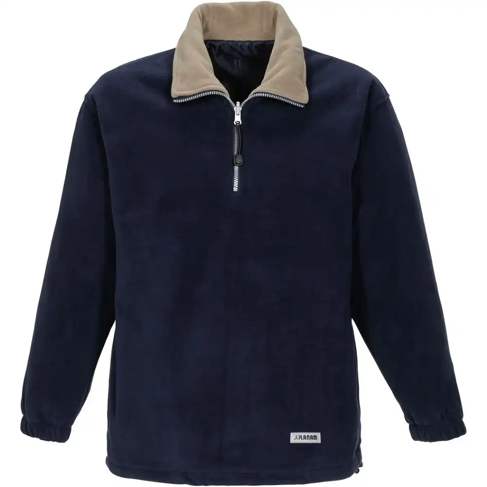 Fleece Troyer "RELAX" mit Zip-Kragen in marine/camel, L - Thumbnail 1