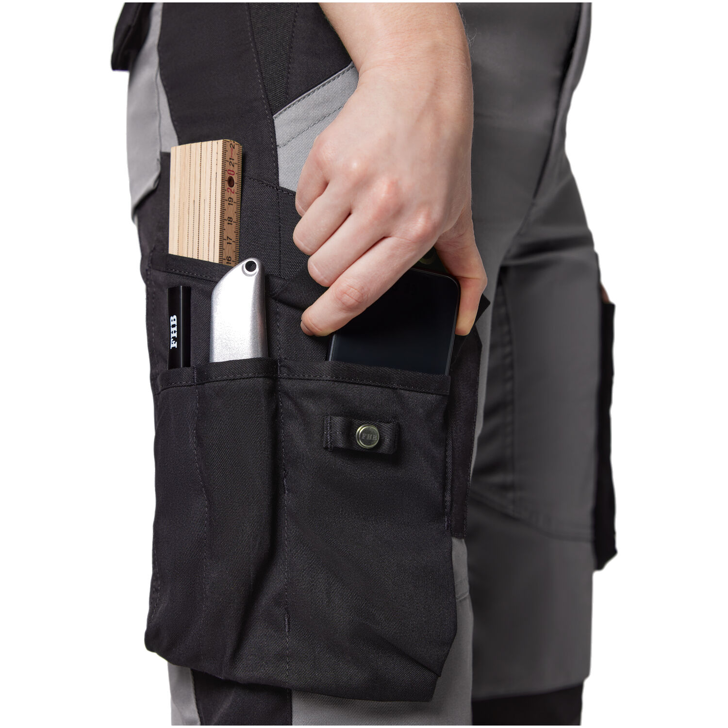 Damen Arbeitshose "ANNETTE" in grau/schwarz, 48 - Thumbnail 6