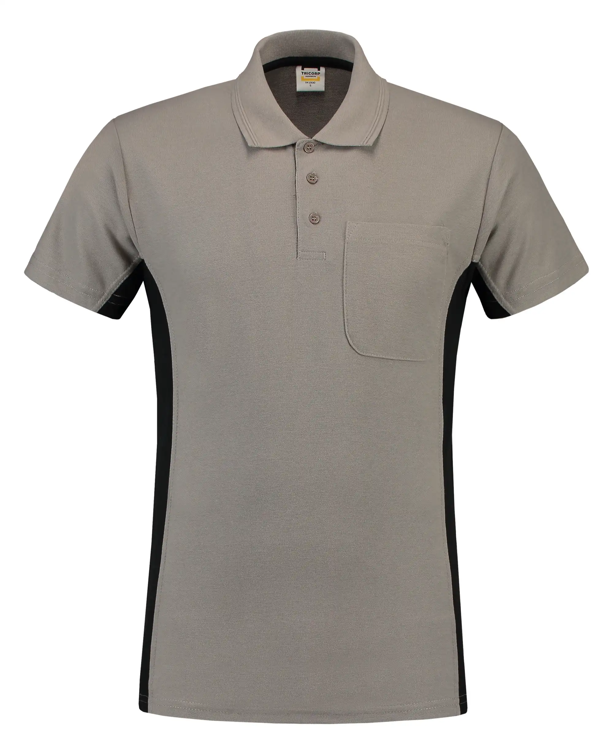 Pocket Polo-Shirt Bicolor "202002" Workwear in grey/black, M - Thumbnail 1