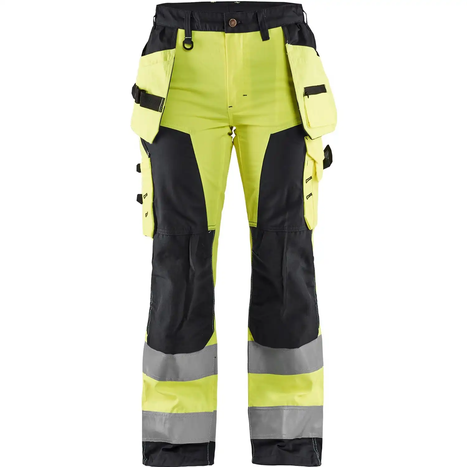 Damen Warnschutz Handwerkerhose "7156" in gelb/schwarz, 34 - Thumbnail 1