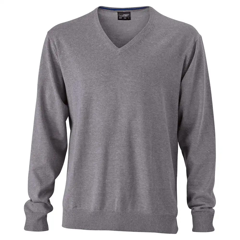 V-Neck Pullover "JN659" in grey-heather, XL - Thumbnail 1
