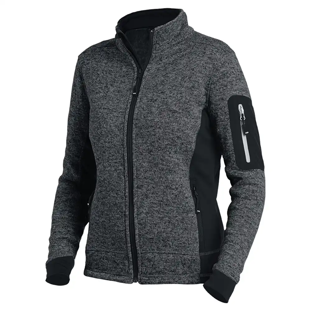 Damen Strick Fleecejacke "MARIEKE" in anthrazit/schwarz, M - Thumbnail 1