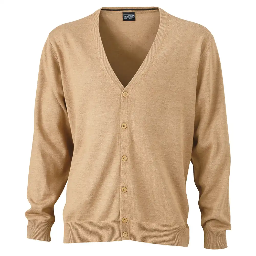 V-Neck Cardigan "JN661" in camel, 3XL - Thumbnail 1