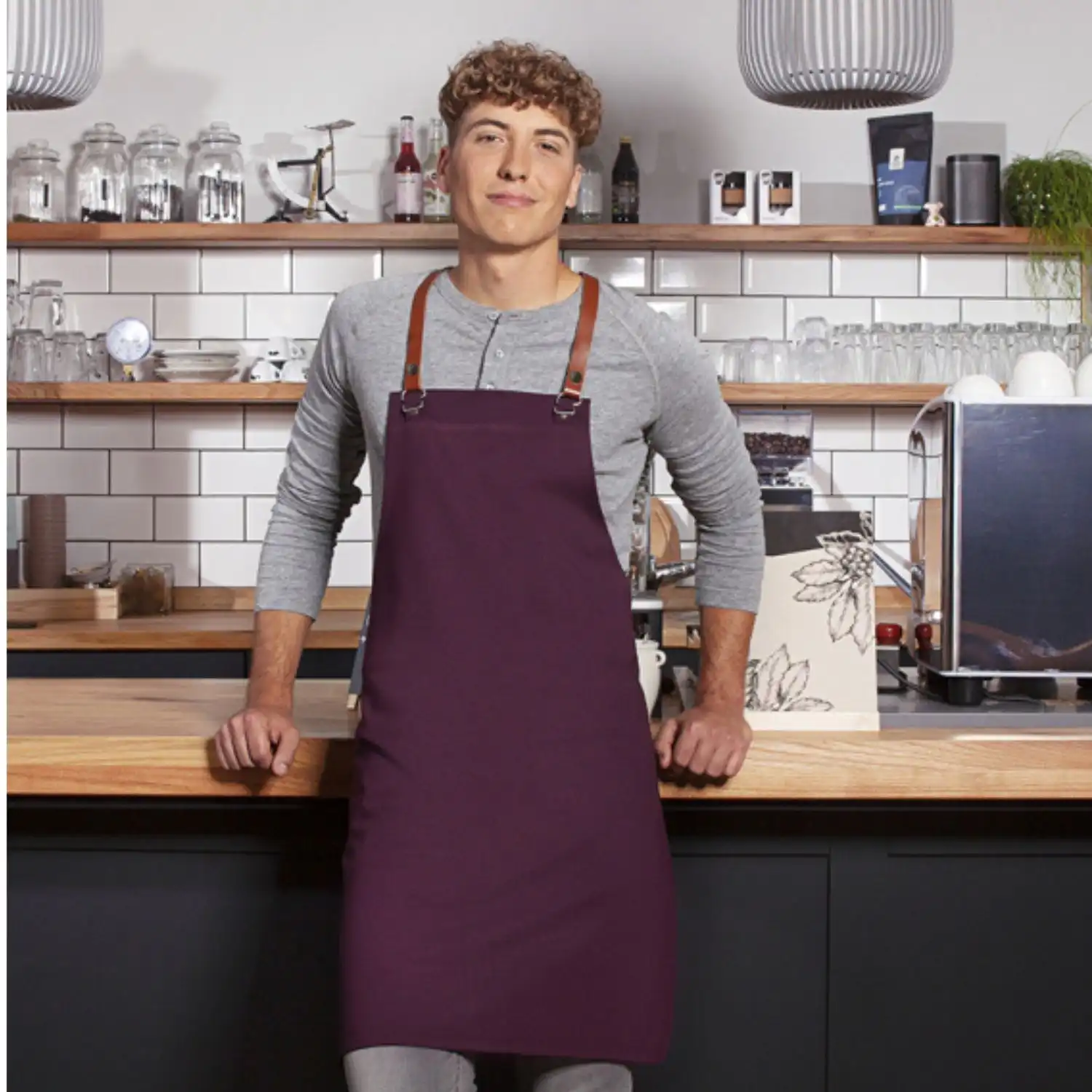 Latzschürze Green-Generation "LS 37" in aubergine - Thumbnail 3