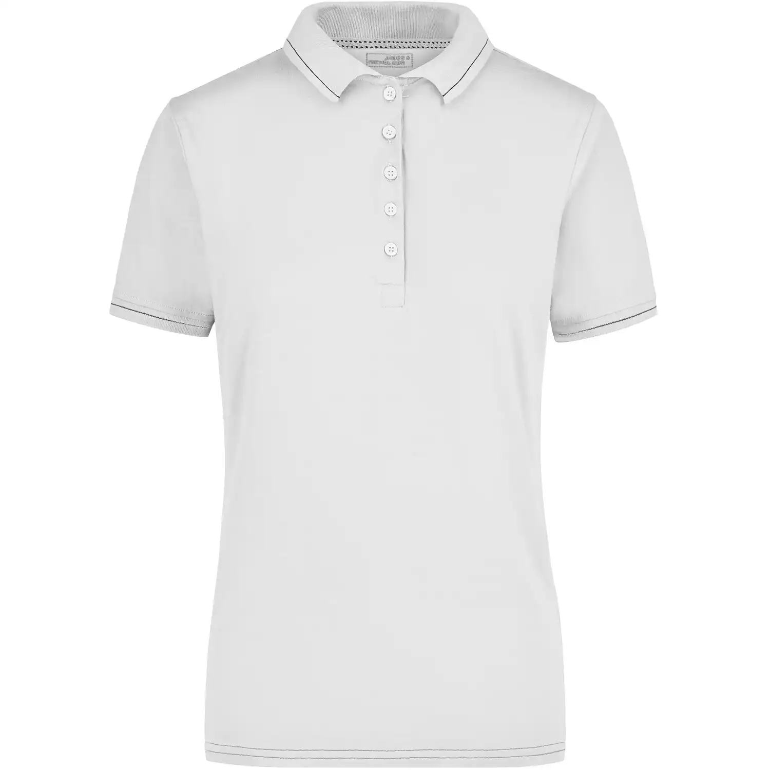 Damen Elastic Polo-Shirt "JN568" in white/black, L - Thumbnail 1