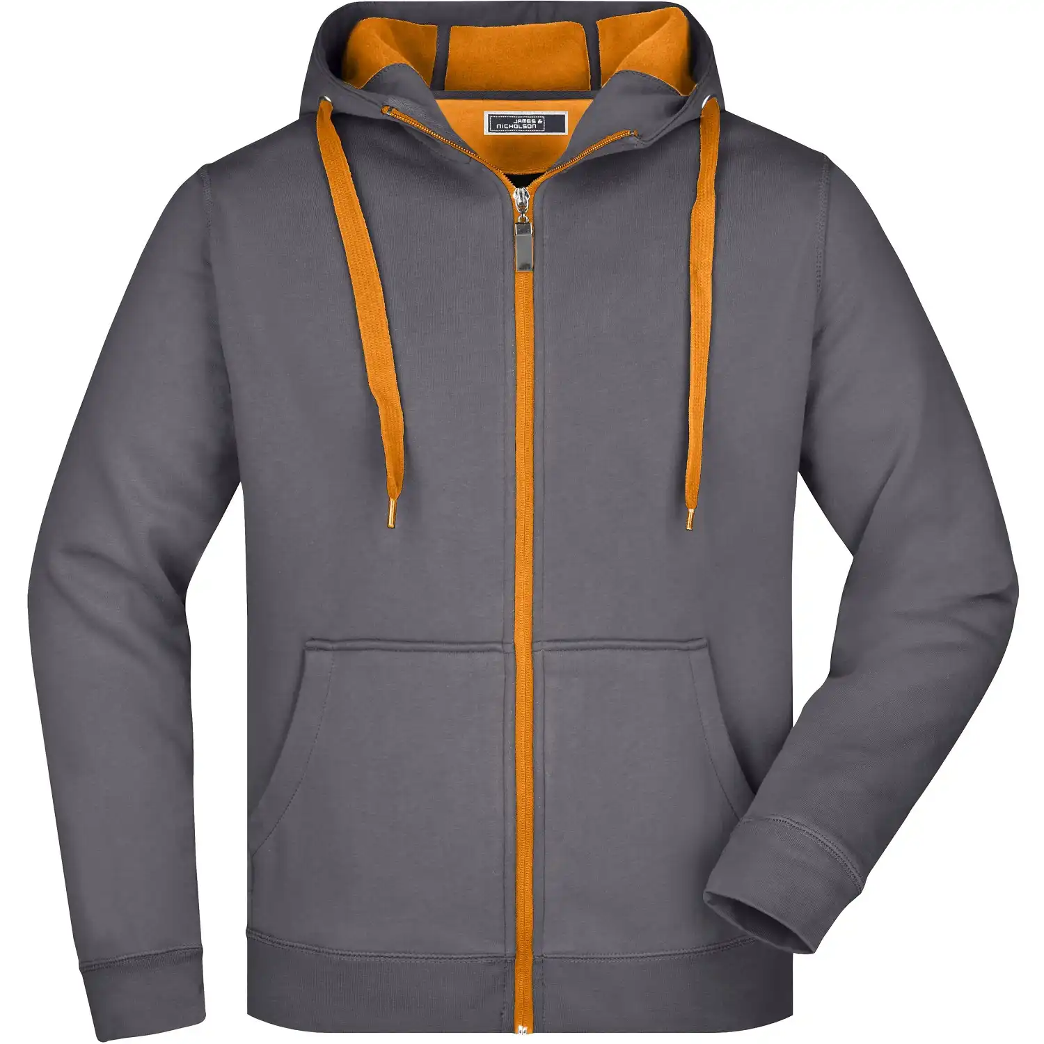 Kapuzen-Sweatjacke Doubleface "JN355" in carbon, XXL - Bild 1