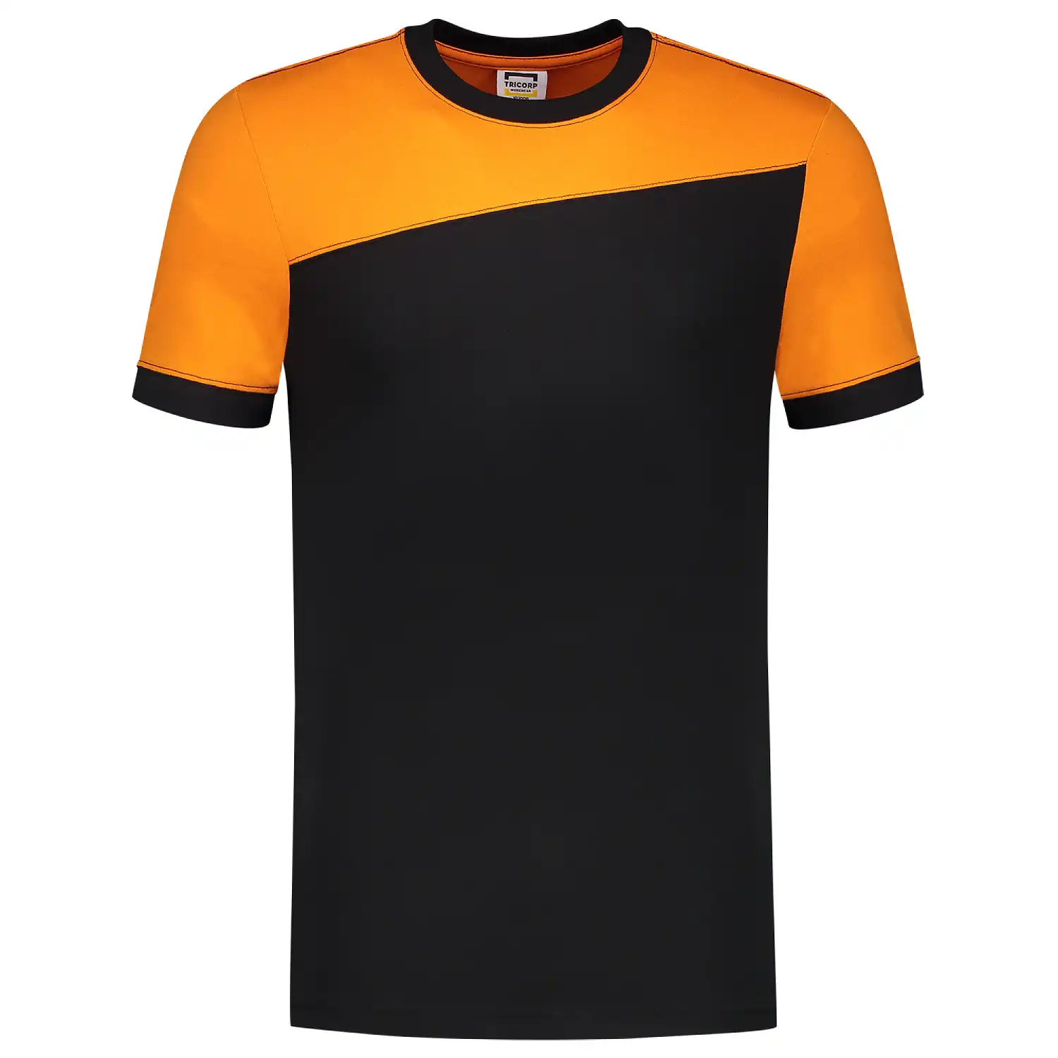 T-Shirt Bicolor "102006" Workwear in black/orange, XS - Thumbnail 1