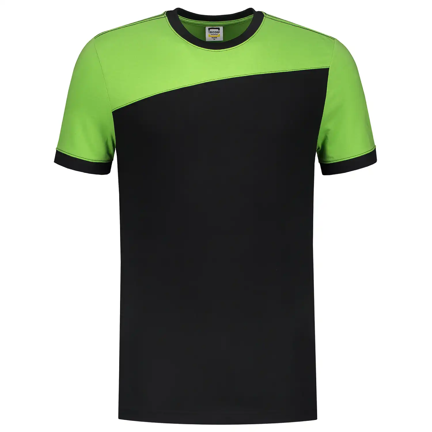 T-Shirt Bicolor "102006" Workwear in XS, black/lime - Thumbnail 1