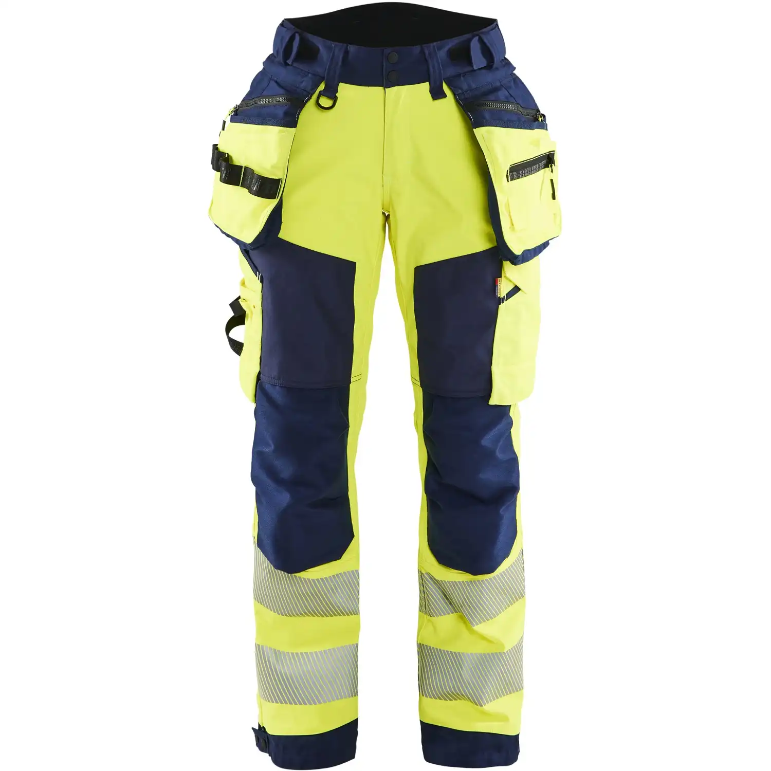 Damen Warnschutz Softshell Handwerkerhose "7118" Kl. 2 in gelb/marine, C34 - Thumbnail 1