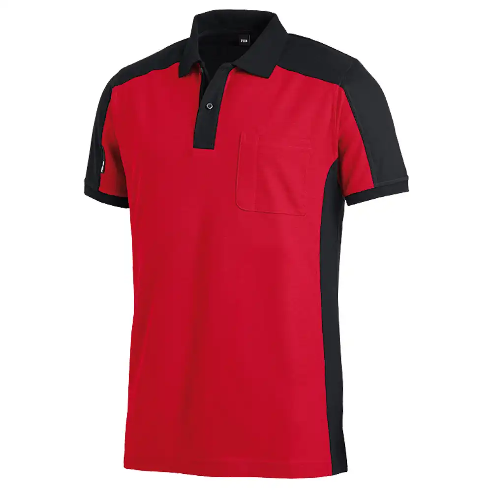 Polo-Shirt zweifarbig "KONRAD" in rot/schwarz, L - Thumbnail 1