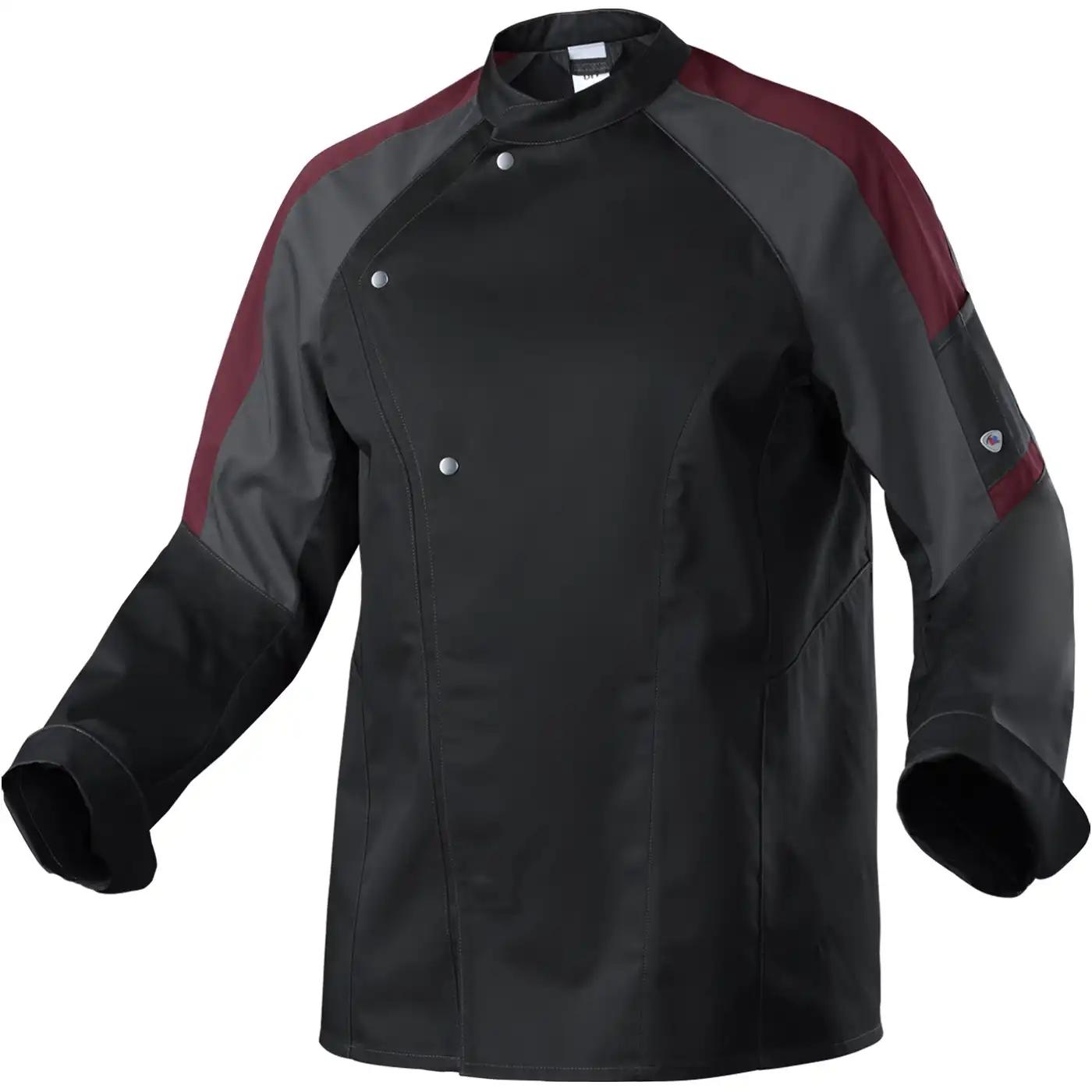 Leichte Kochjacke "1533-435" Gourmet in schwarz/grau/barolo, XS - Thumbnail 1
