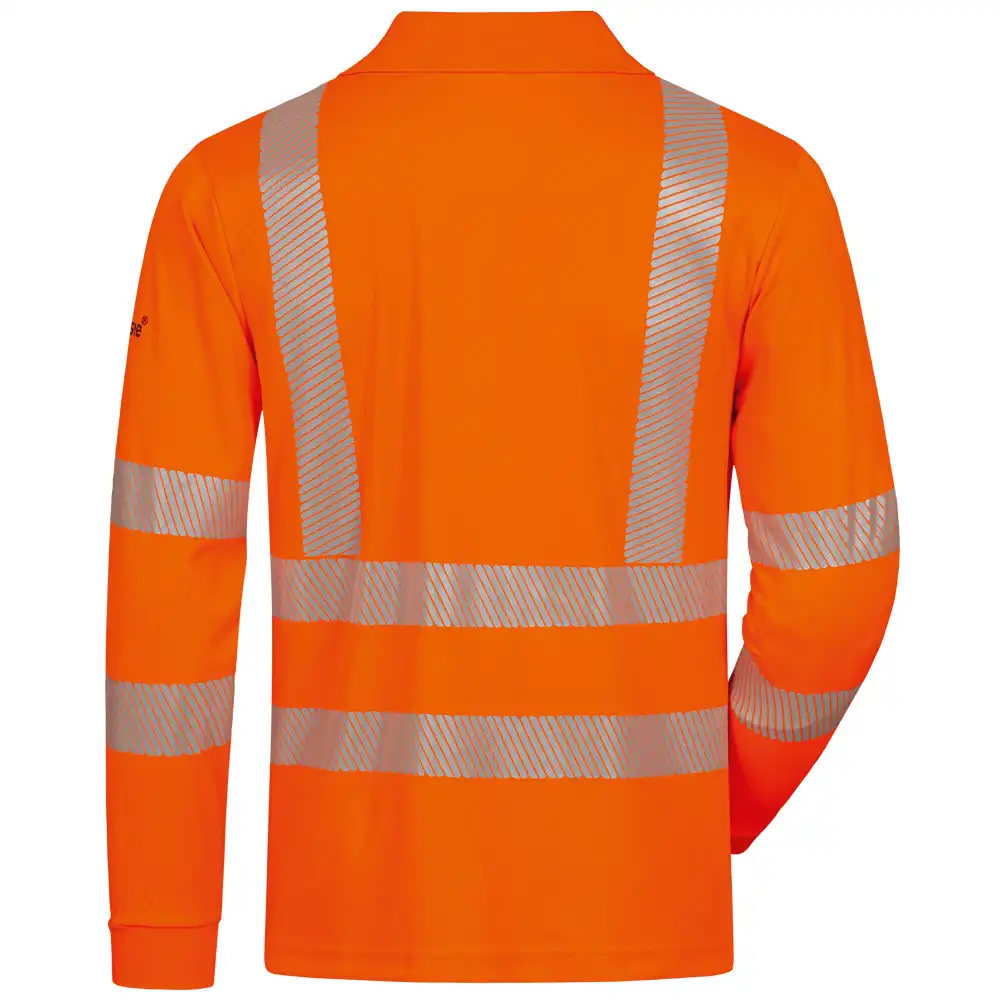 Warnschutz Langarm Poloshirt mit UV-Schutznature in Orange, 4XL - Thumbnail 2