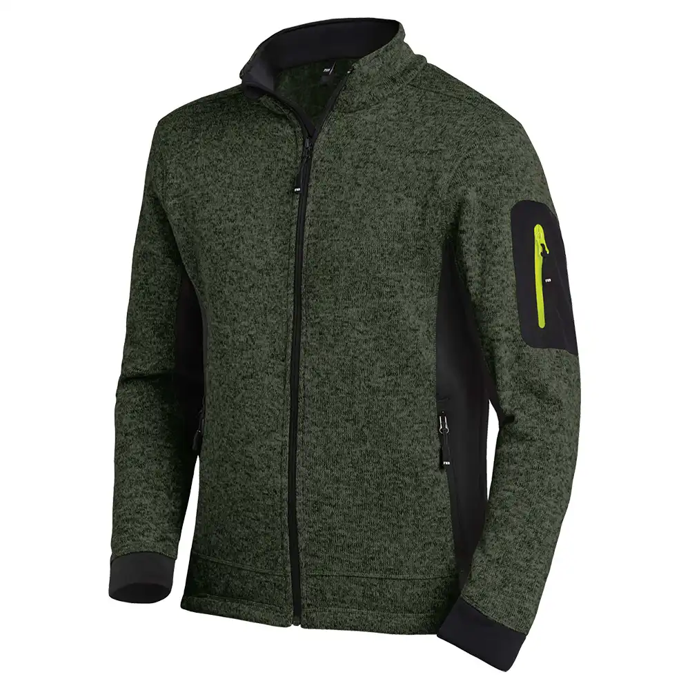 Strick Fleecejacke "CHRISTOPH" in oliv/schwarz, L - Thumbnail 1