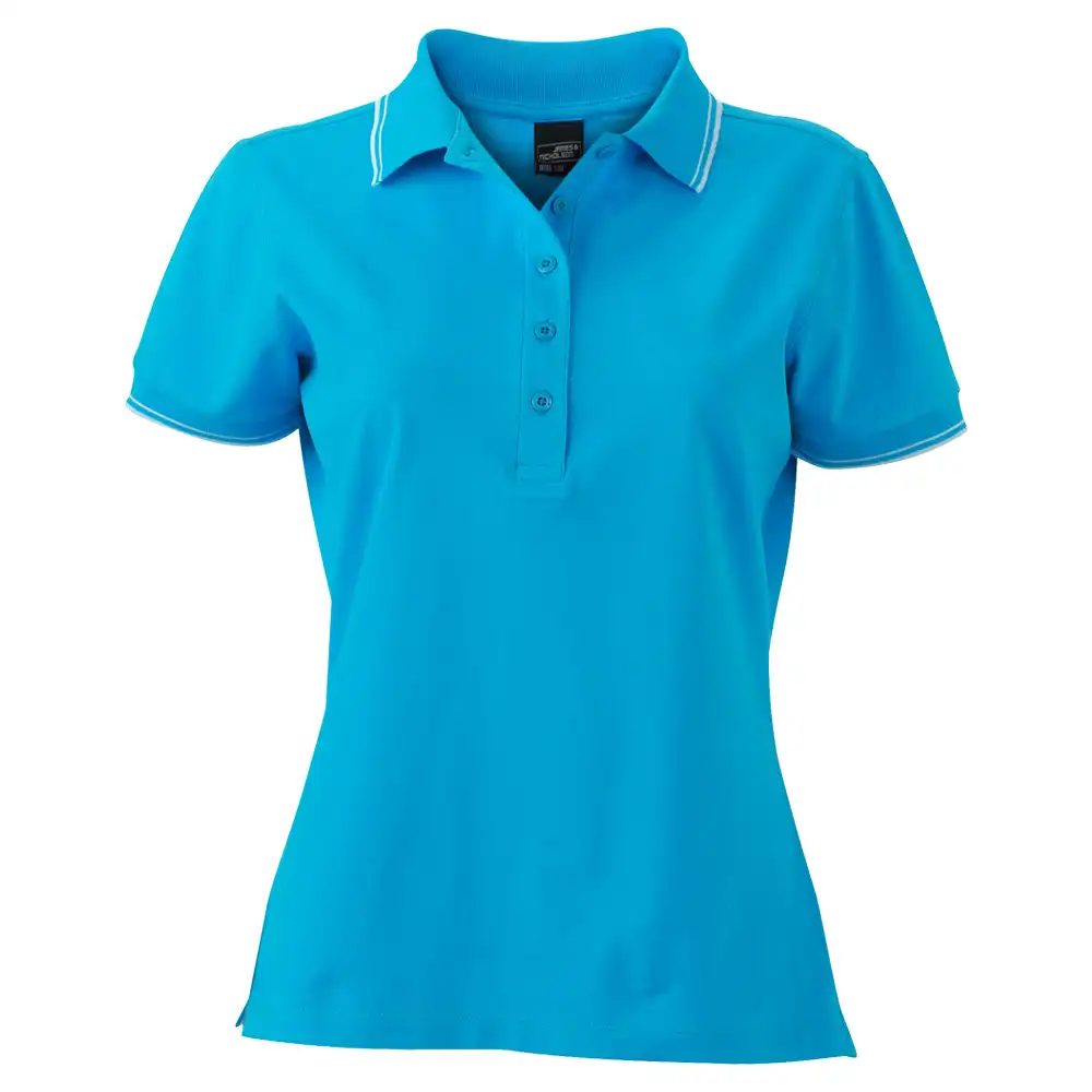 Damen Polo-Shirt "JN985" in turquoise/white, L - Bild 1