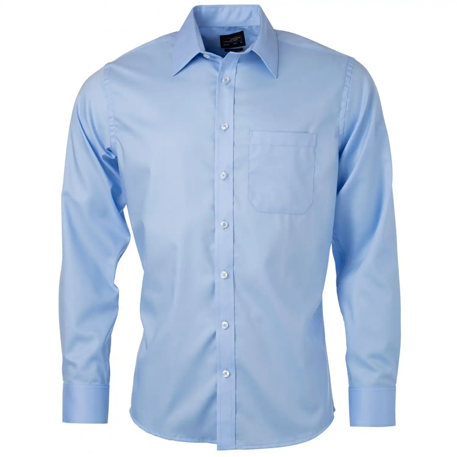 Baumwollhemd Langarm "JN682" in light-blue, 3XL - Bild 1