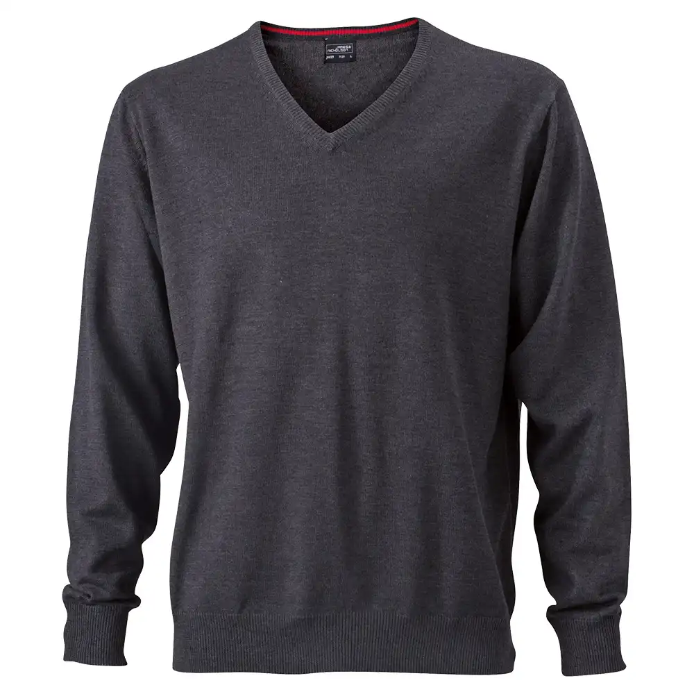 V-Neck Pullover "JN659" in anthracite-melange, M - Thumbnail 1