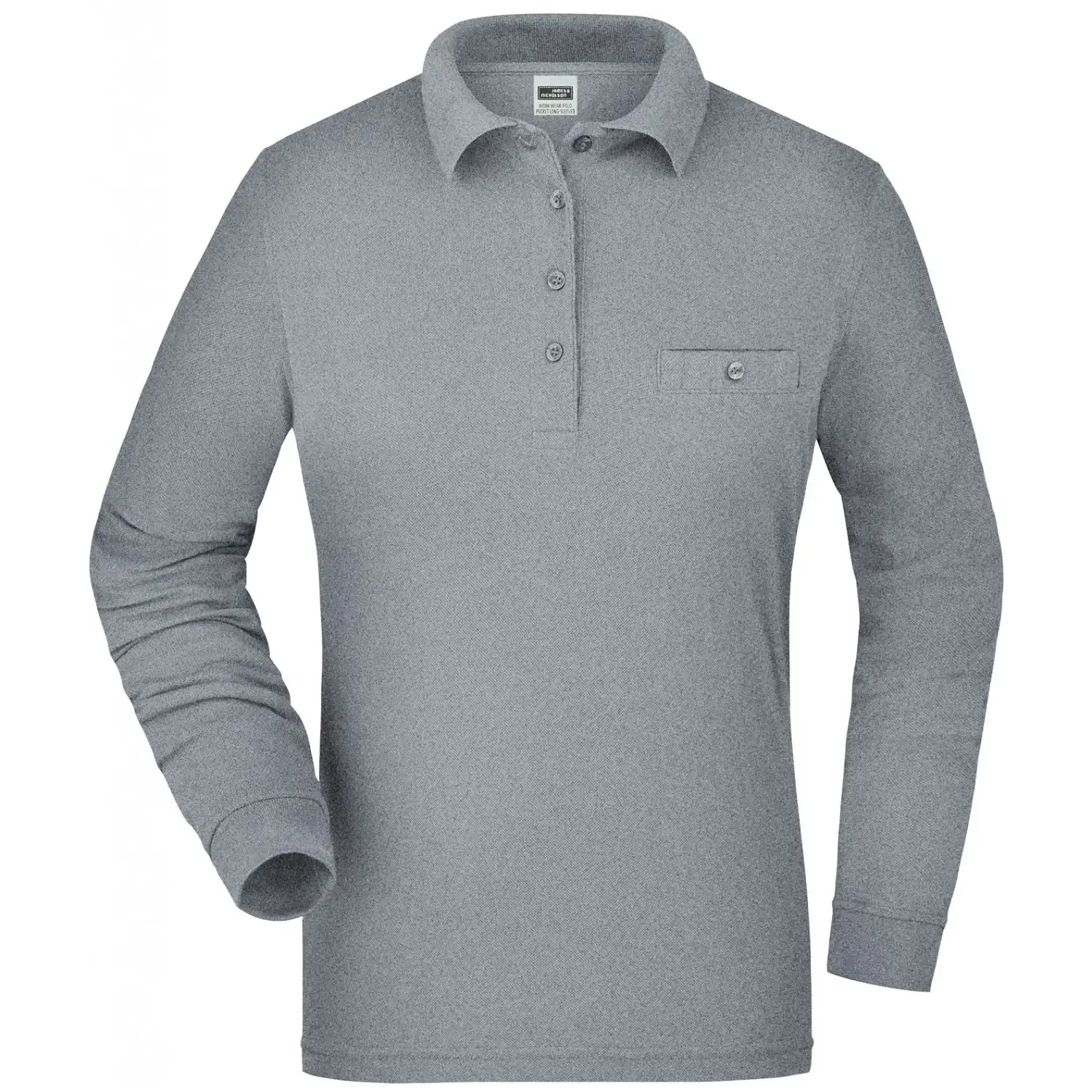 Damen Langarm Poloshirt "JN865" in grey-heather, XXL - Bild 1