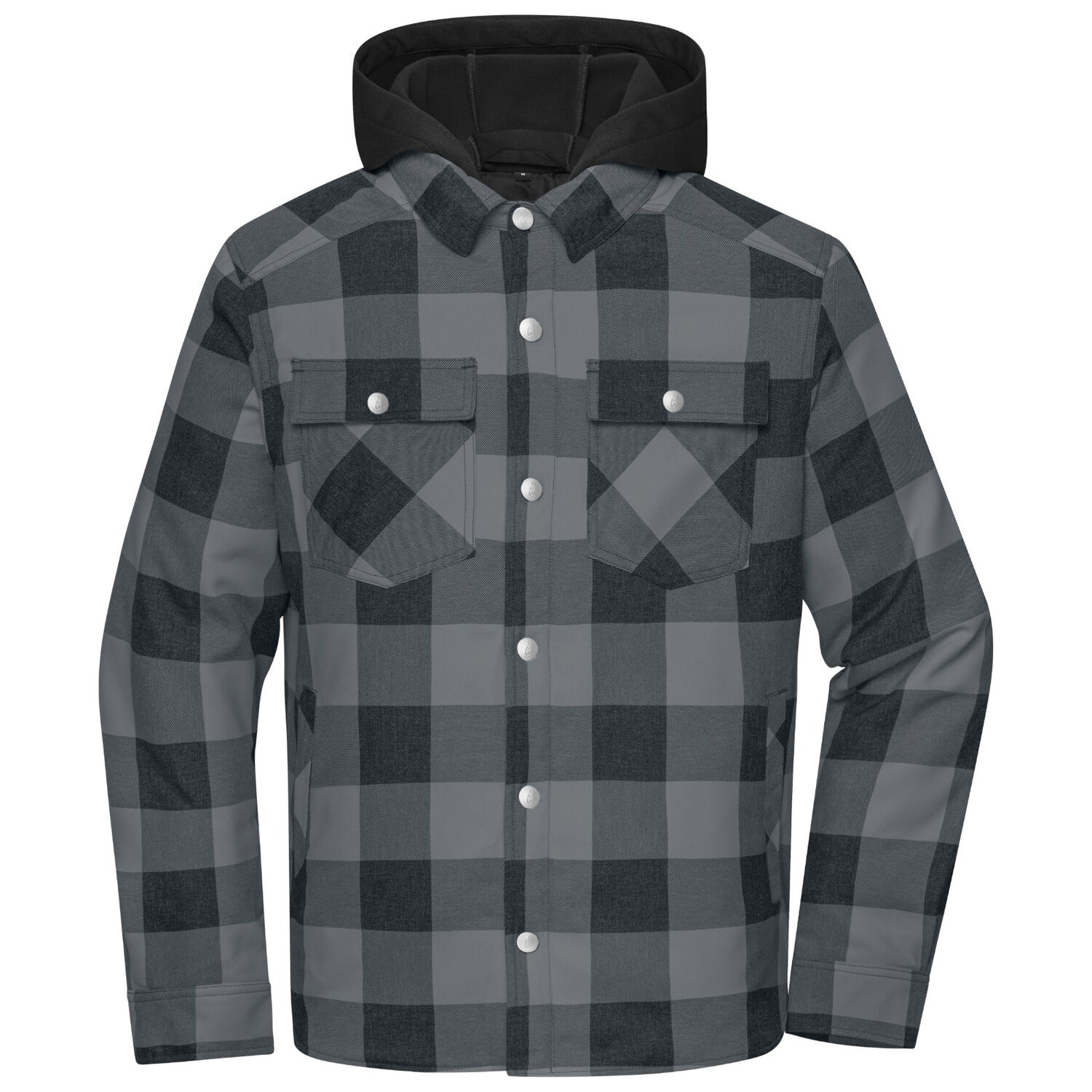 Hemdjacke Karo mit Kapuze "JN1872" in schwarz/grau, L - Thumbnail 1