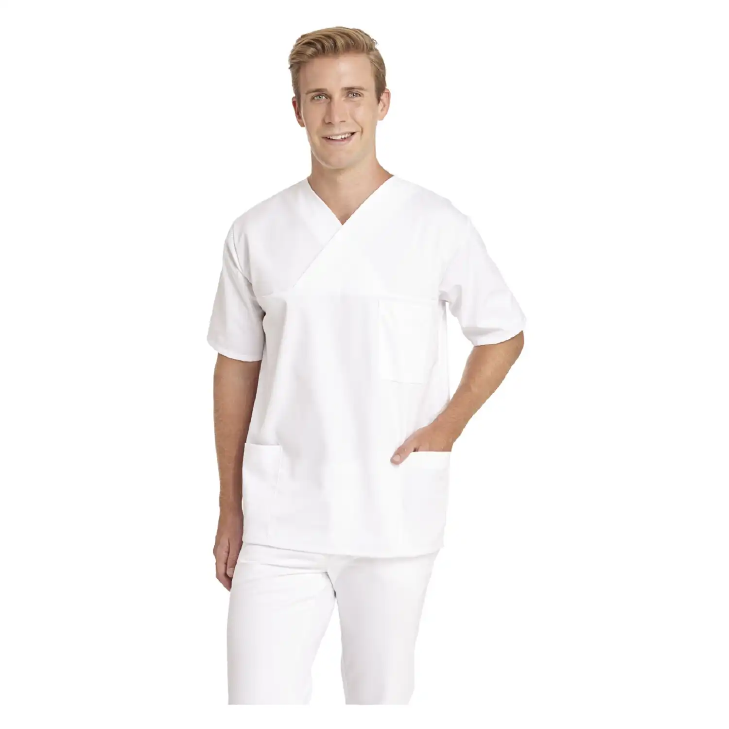 Unisex Schlupfjacke Halbarm "12/106" in L, Weiß - Thumbnail 1