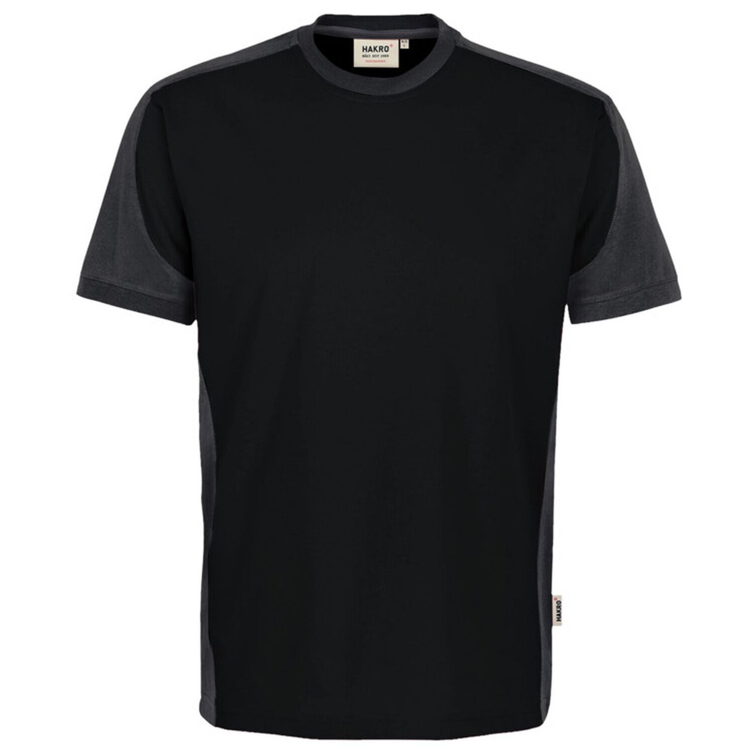 T-Shirt "CONTRAST" MIKRALINAR® ECO in schwarz, XXS - Thumbnail 1