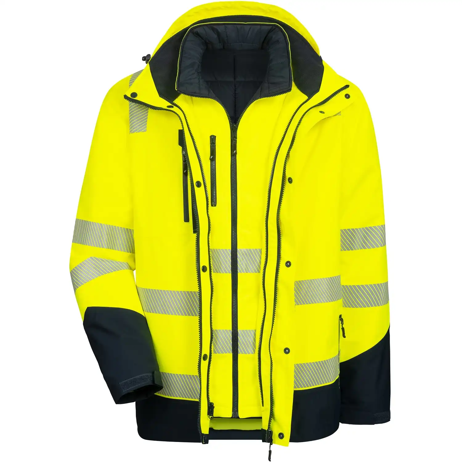 Warnschutz Winterjacke 6-in-1 "MOTION TEX VIZ PLUS" in gelb/marine, L - Thumbnail 1