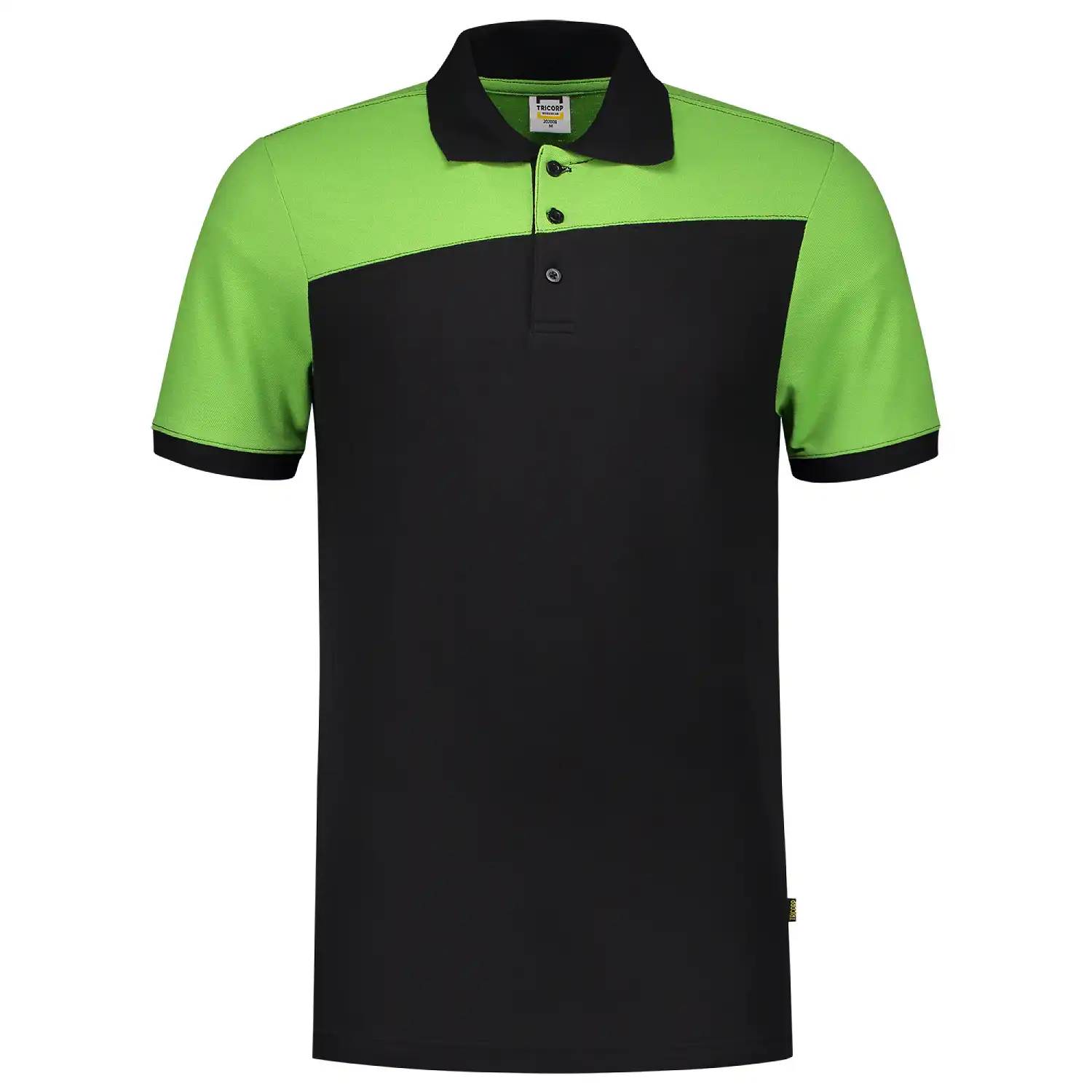 Polo-Shirt Bicolor "202006" Workwear in XS, black/lime - Thumbnail 1