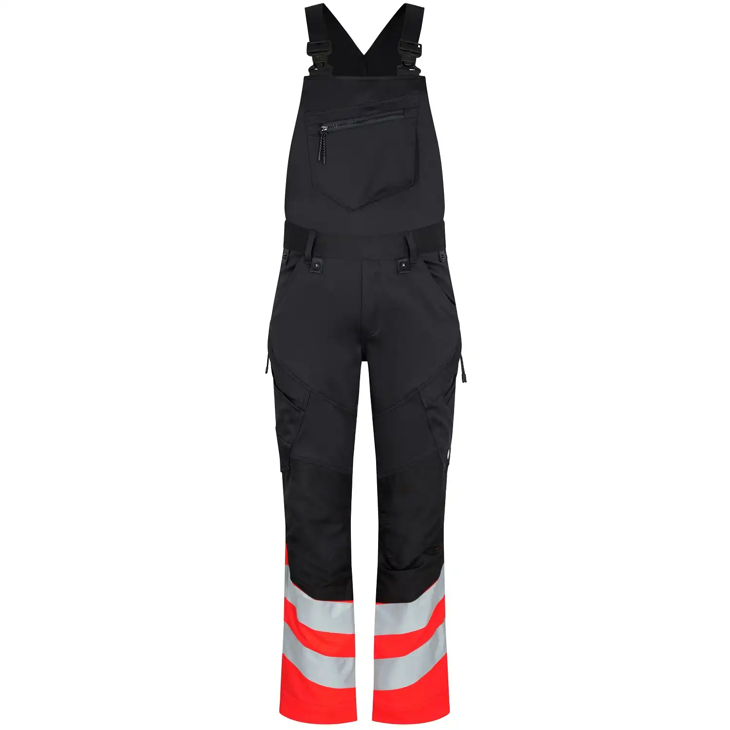 Warnschutz Latzhose "3546-314" Safety UV-Schutz in schwarz/rot, 48 - Bild 1