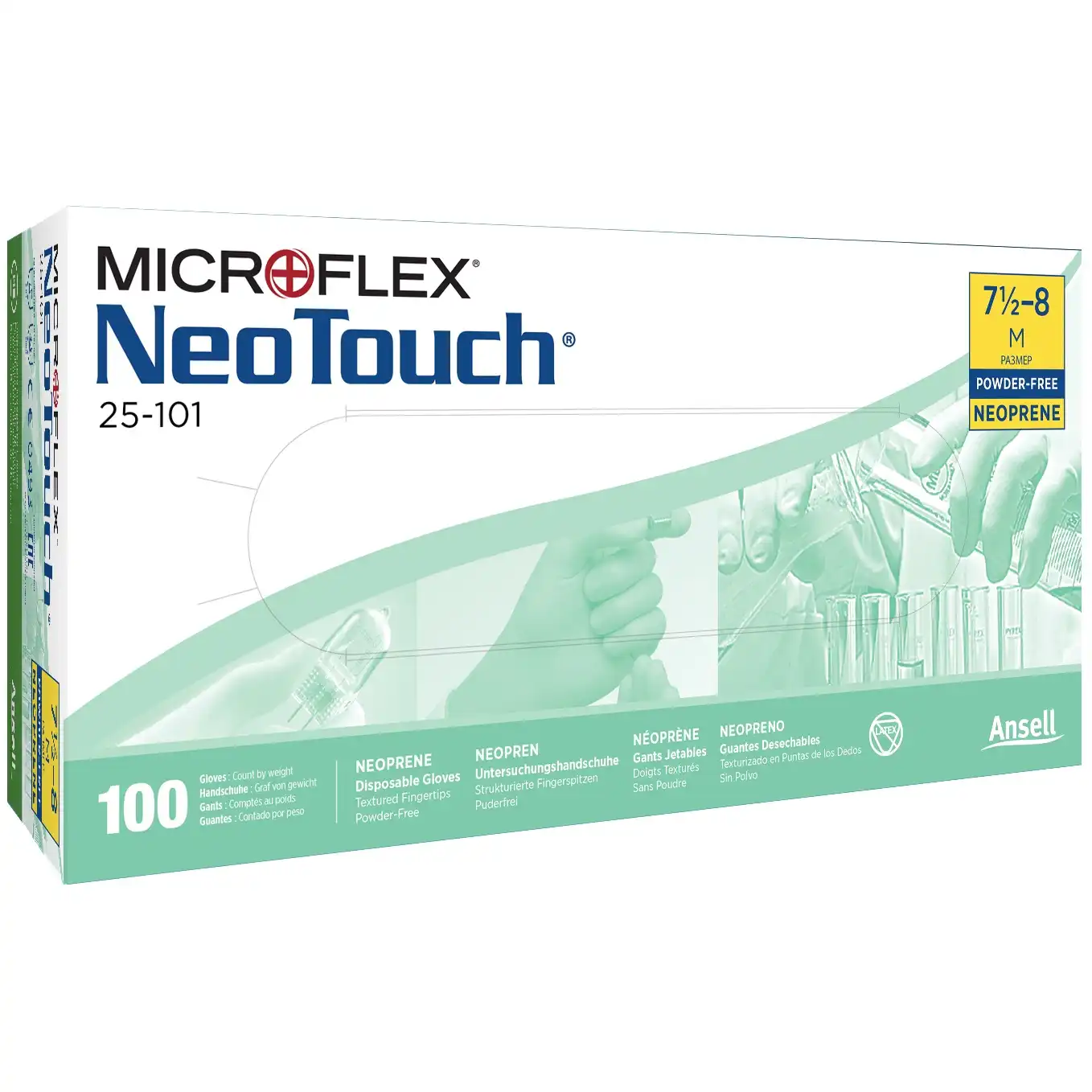 Neopren Einweg-Chemiehandschuhe 25-101 | 100 Stück pro Box in L - Thumbnail 1