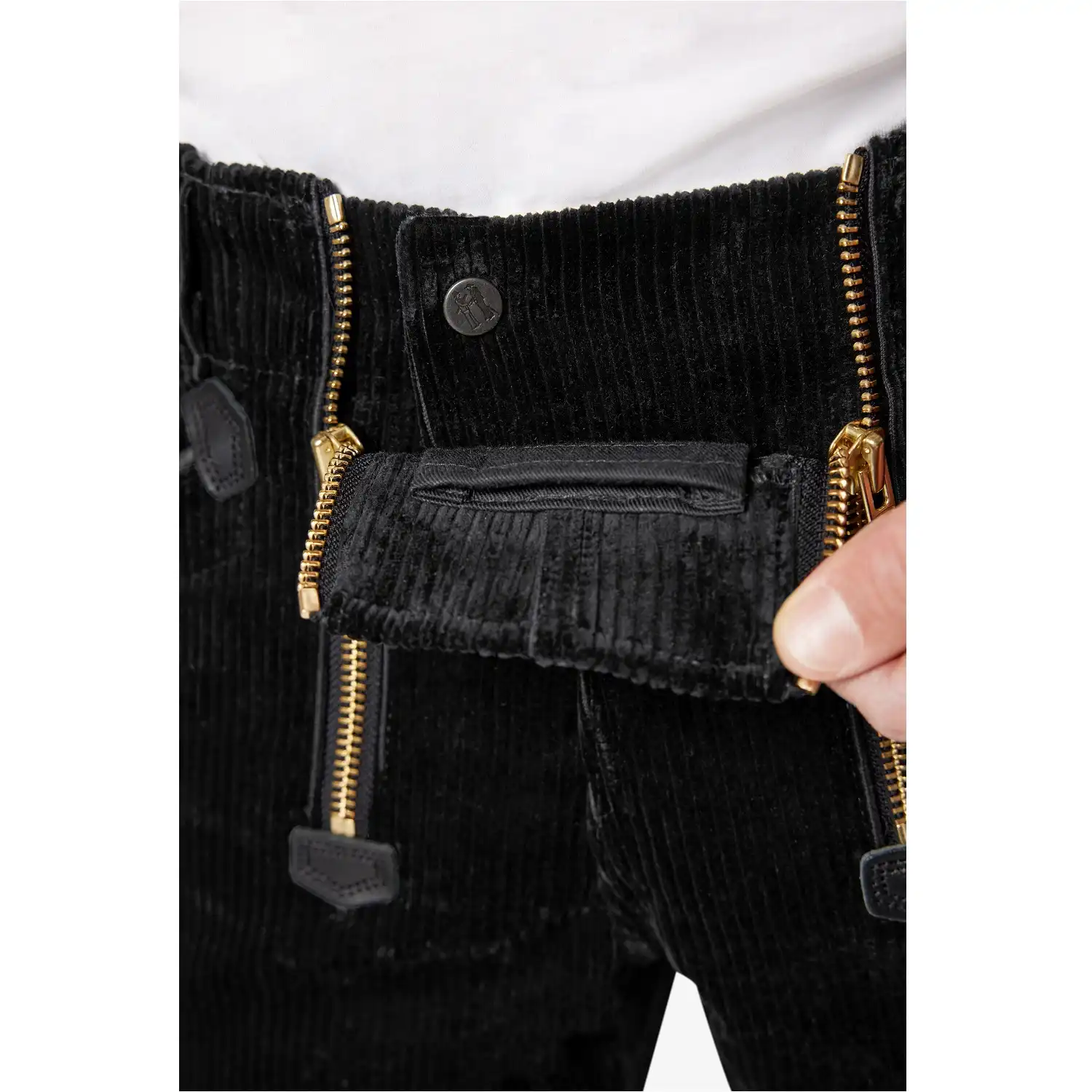 Zunfthose Trenkercord-Dreidraht mit Echtleder "EGON" schwarz in 52 - Thumbnail 4