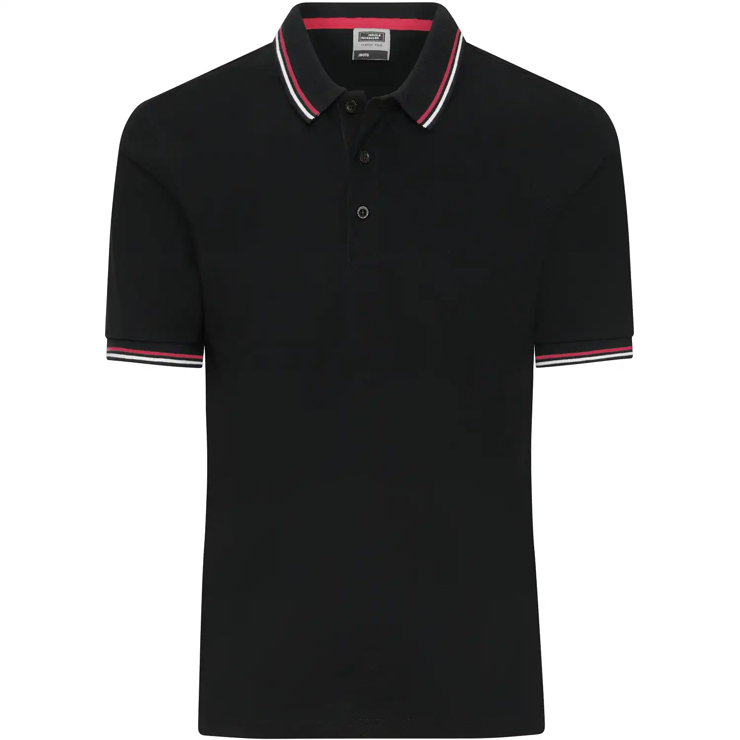 Polo-Shirt "JN1306" in black/white/red, L - Thumbnail 1