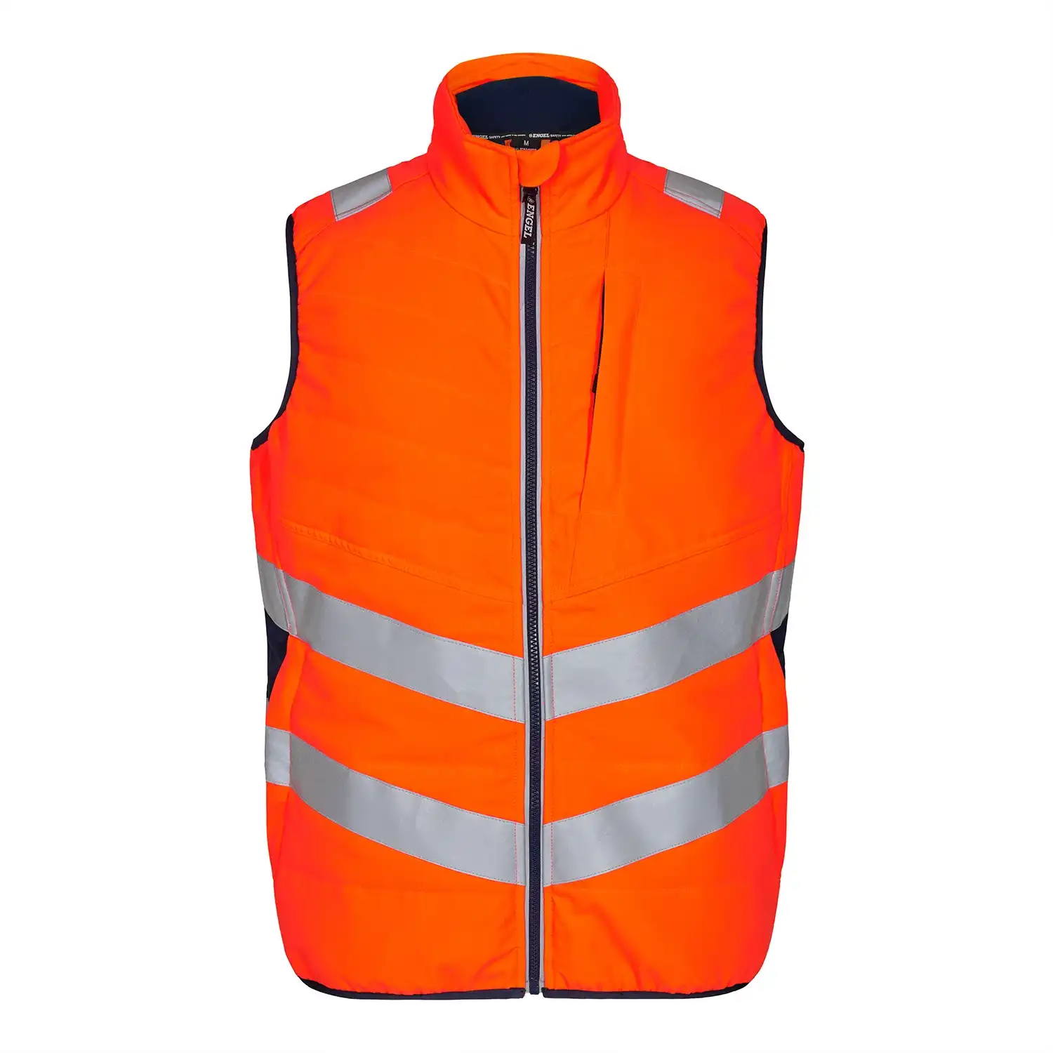 Zip-In Warnschutz Steppweste "5159-158" Safety Kl. 1 in orange/marine, XL - Thumbnail 1