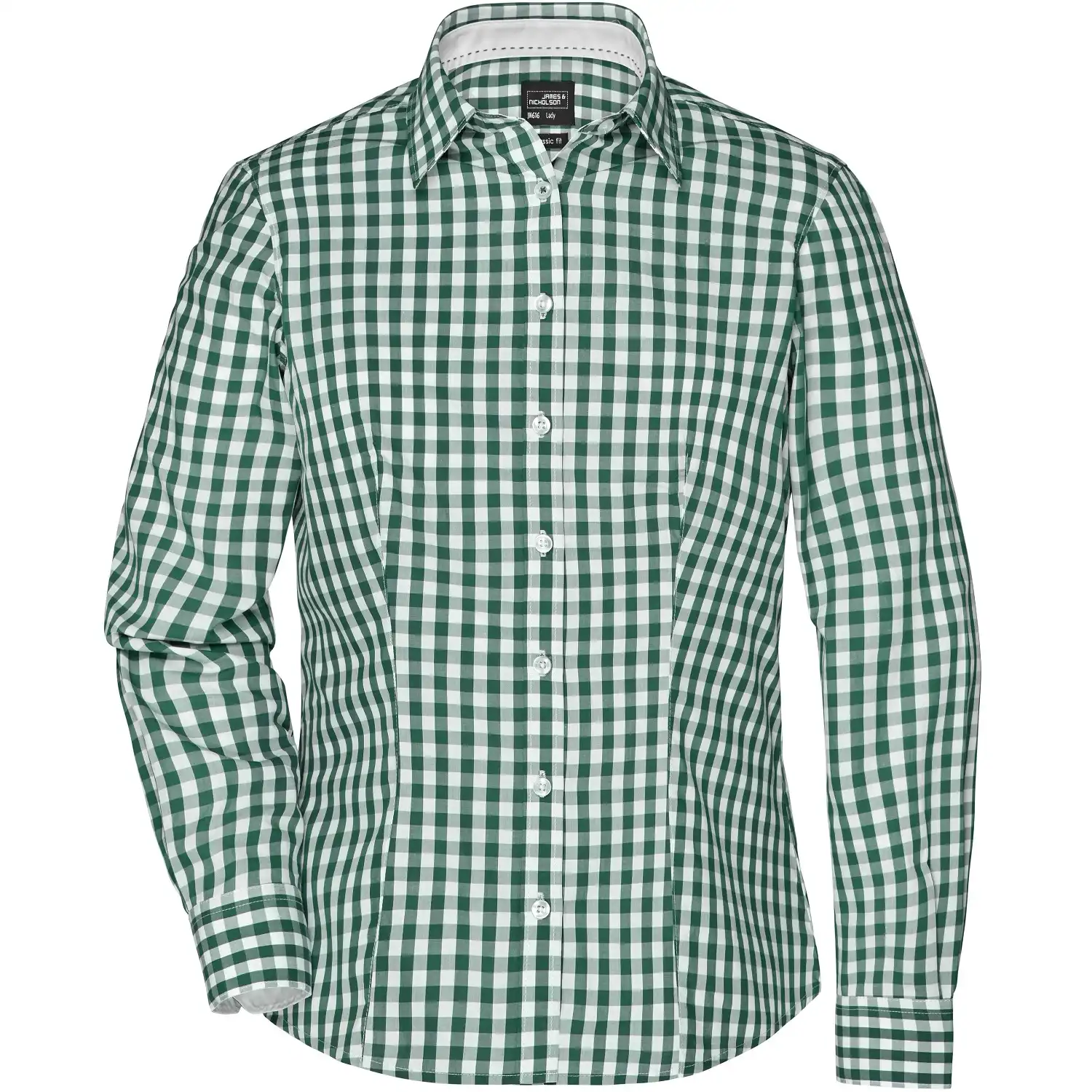 Damen Karo-Bluse "JN616" in forest-green/white, XXL - Bild 1