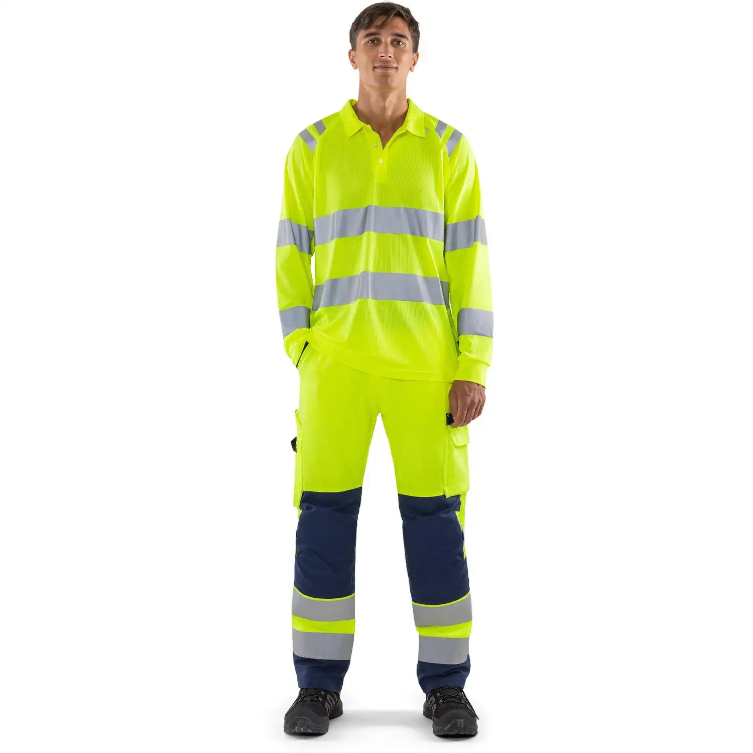 Warnschutz Poloshirt langarm "7864 GPST" in gelb, L - Thumbnail 5