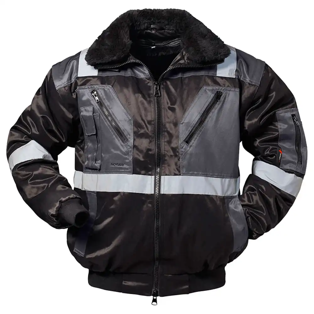 Pilotenjacke 4in1 mit Reflexstreifen "KIRKENES" schwarz/grau in XXL - Bild 1