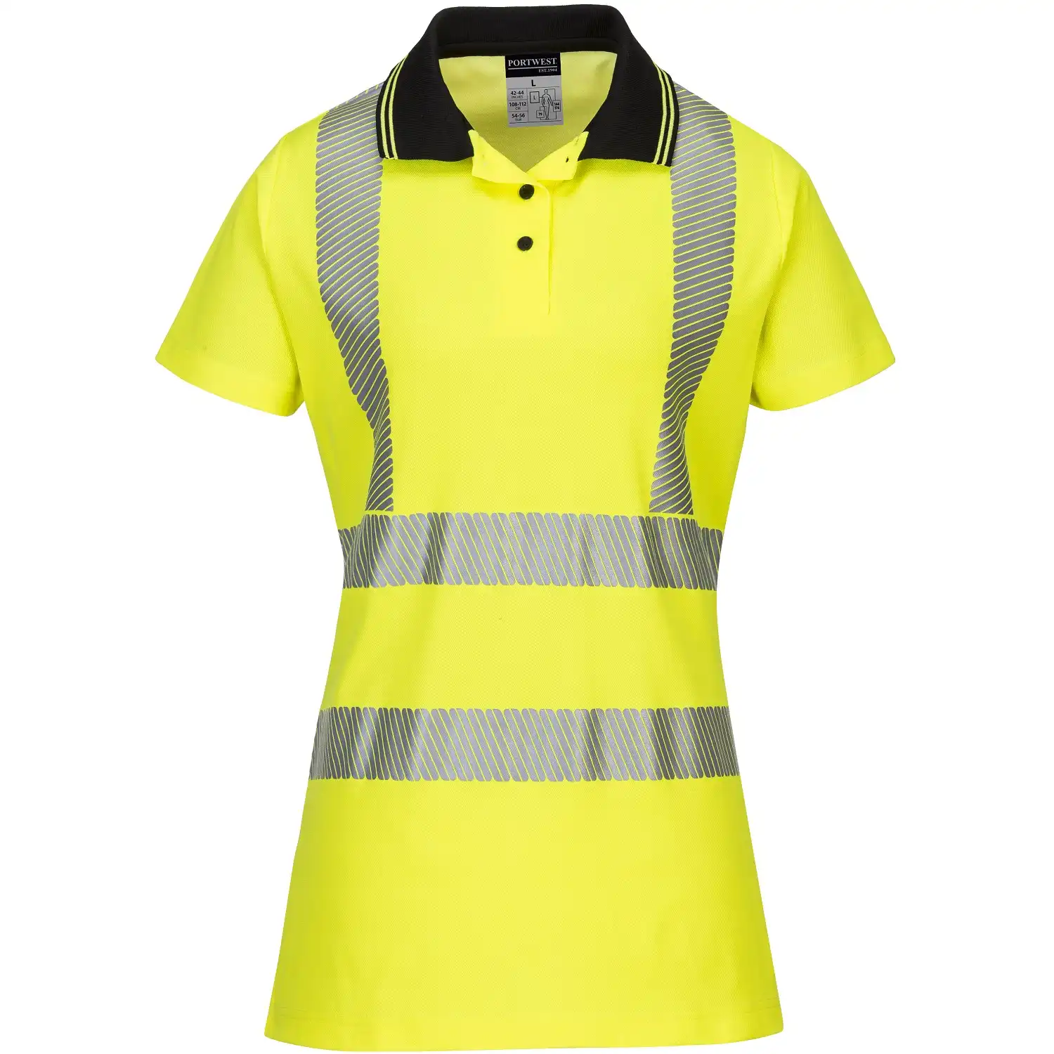 Damen Warnschutz Polo-Shirt "LW72" in gelb/schwarz, L - Bild 1