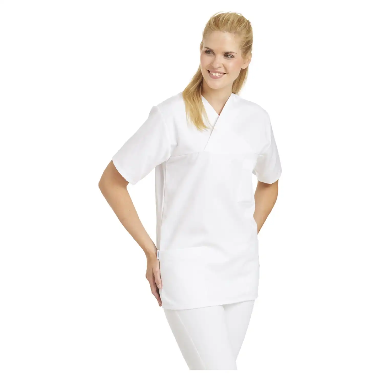 Unisex Schlupfjacke Halbarm "12/106" in L, Weiß - Thumbnail 2