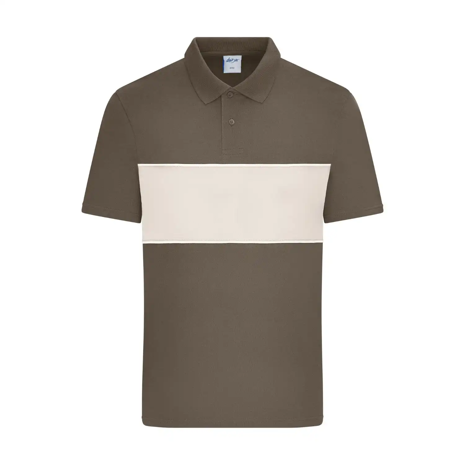 Polo colour-block UNISEX "8050" in muddy-brown/sandstone, XL - Thumbnail 1