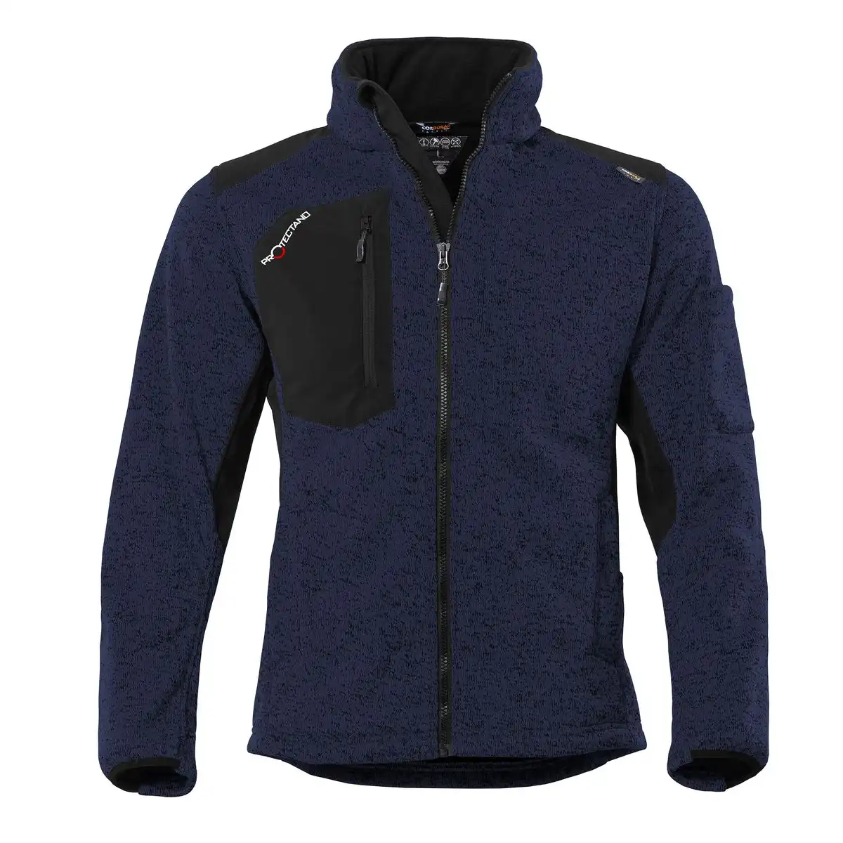 Strickfleece-Jacke "PROTECTANO" in navy/meliert, XS - Thumbnail 1
