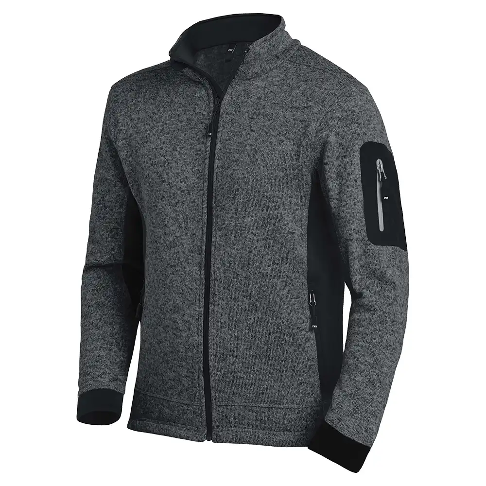 Strick Fleecejacke "CHRISTOPH" in anthrazit/schwarz, L - Thumbnail 1