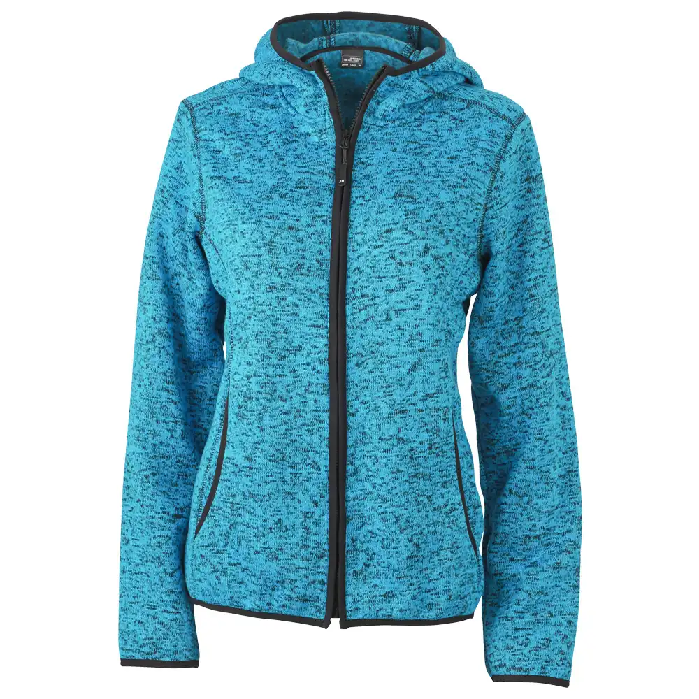 Damen Strickfleece-Kapuzenjacke "JN588" in blue-melange, L - Bild 1