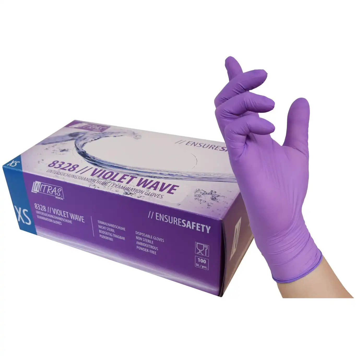 Nitril-Einweghandschuhe 8328 „VIOLET WAVE“ lavendel | 100er Box in XL - Bild 1
