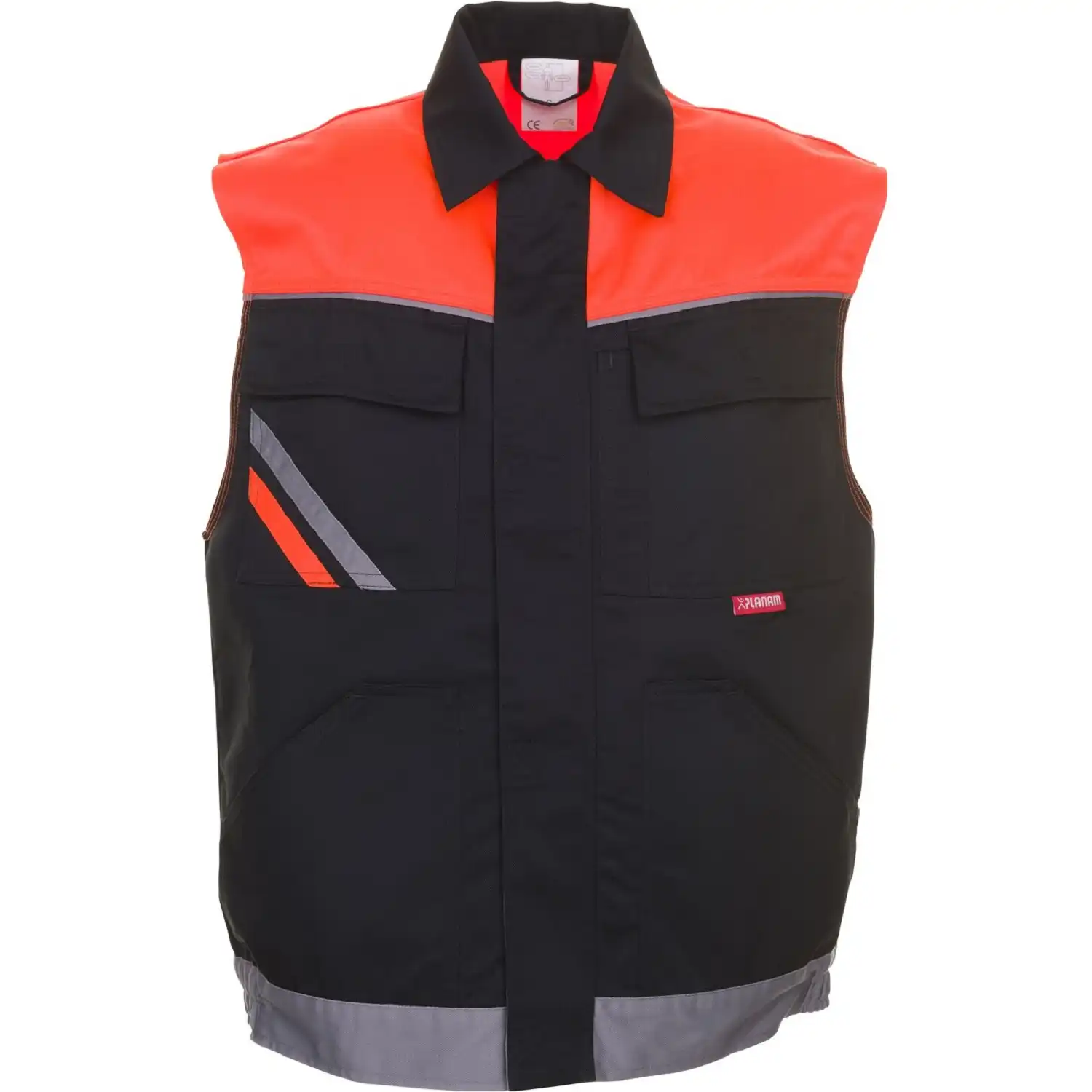 Arbeitsweste "VISLINE" in schwarz/orange/zink, XXL - Thumbnail 1