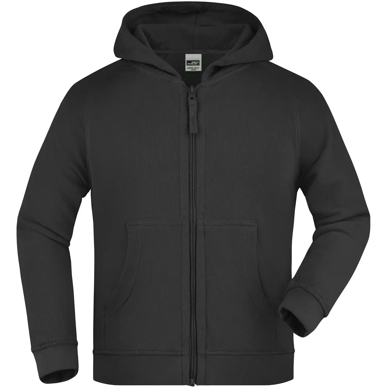 Kinder Kapuzen-Sweatjacke "JN059K" in black, M - Bild 1