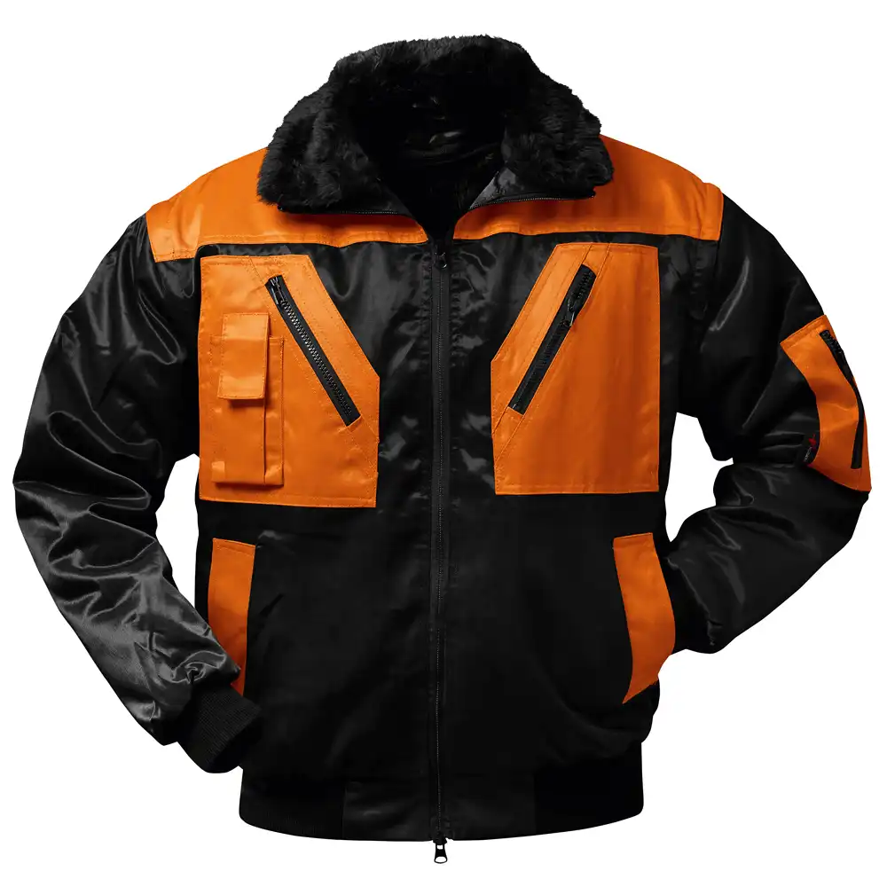 Classik-Pilotenjacken 4in1 "OSLO" schwarz/orange in XL - Thumbnail 1