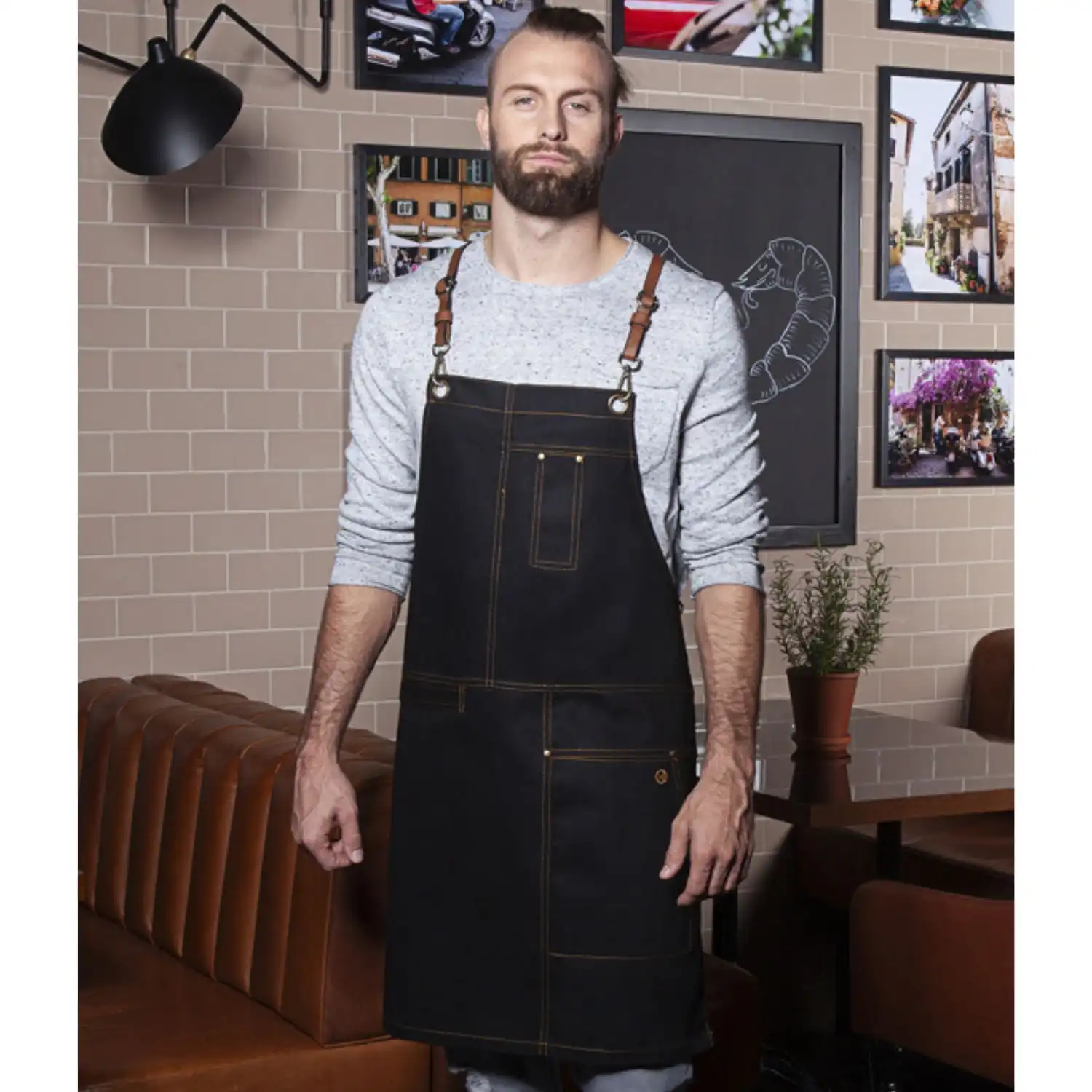 Latzschürze Urban "LS25" in schwarz - Thumbnail 3