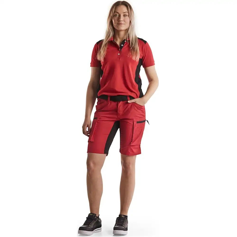 Damen Polo-Shirt "3390" in rot/schwarz, 3XL - Thumbnail 3
