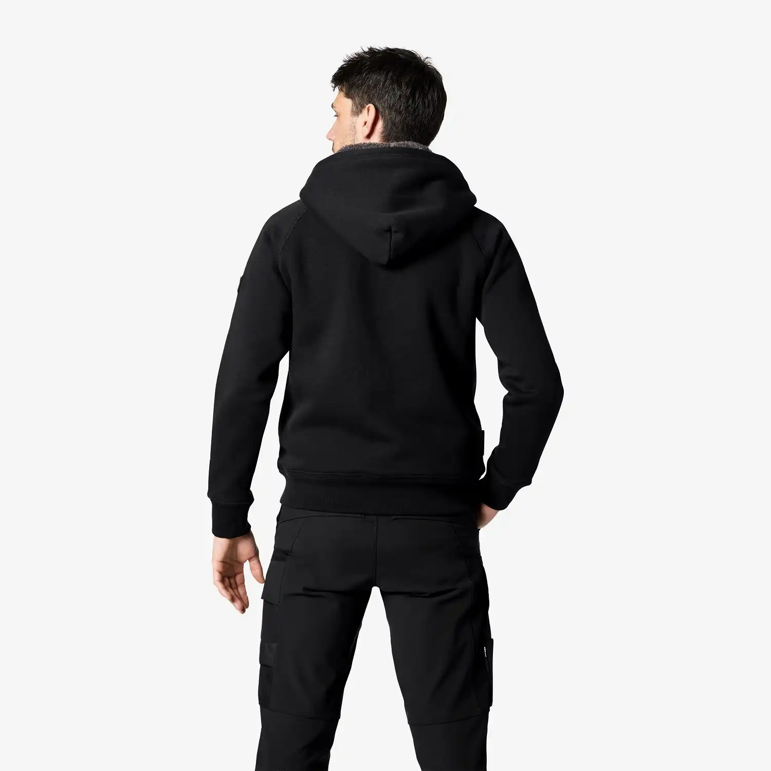 Kapuzen-Sweatjacke mit Webpelz "JÖRG" schwarz in XL - Thumbnail 3