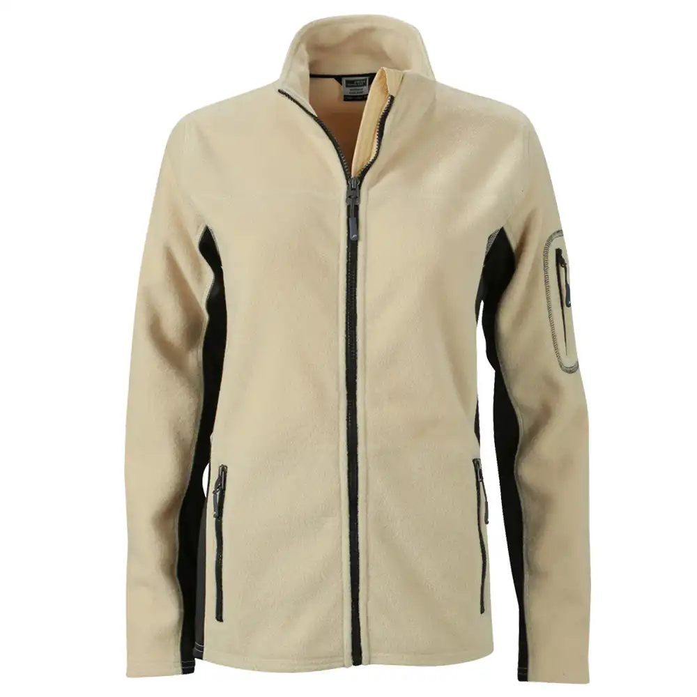 Damen Fleecejacke "JN841" in stone/black, XL - Bild 1