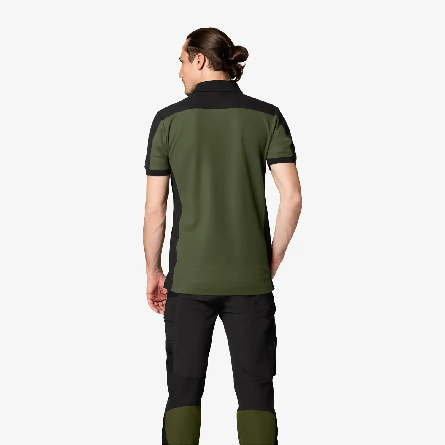Polo-Shirt zweifarbig "KONRAD" in oliv/schwarz, XL - Thumbnail 2
