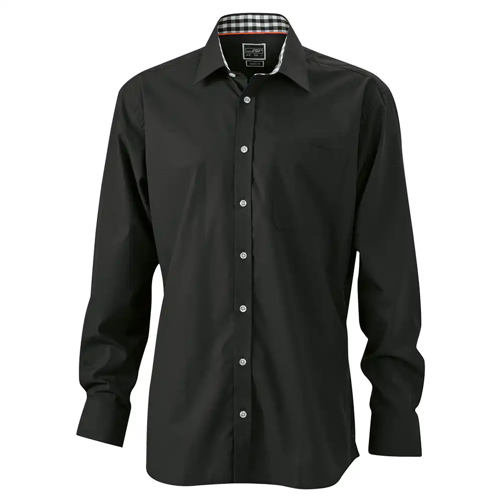 Herren Plain Hemd "JN619" in black/black-white, 3XL - Bild 1